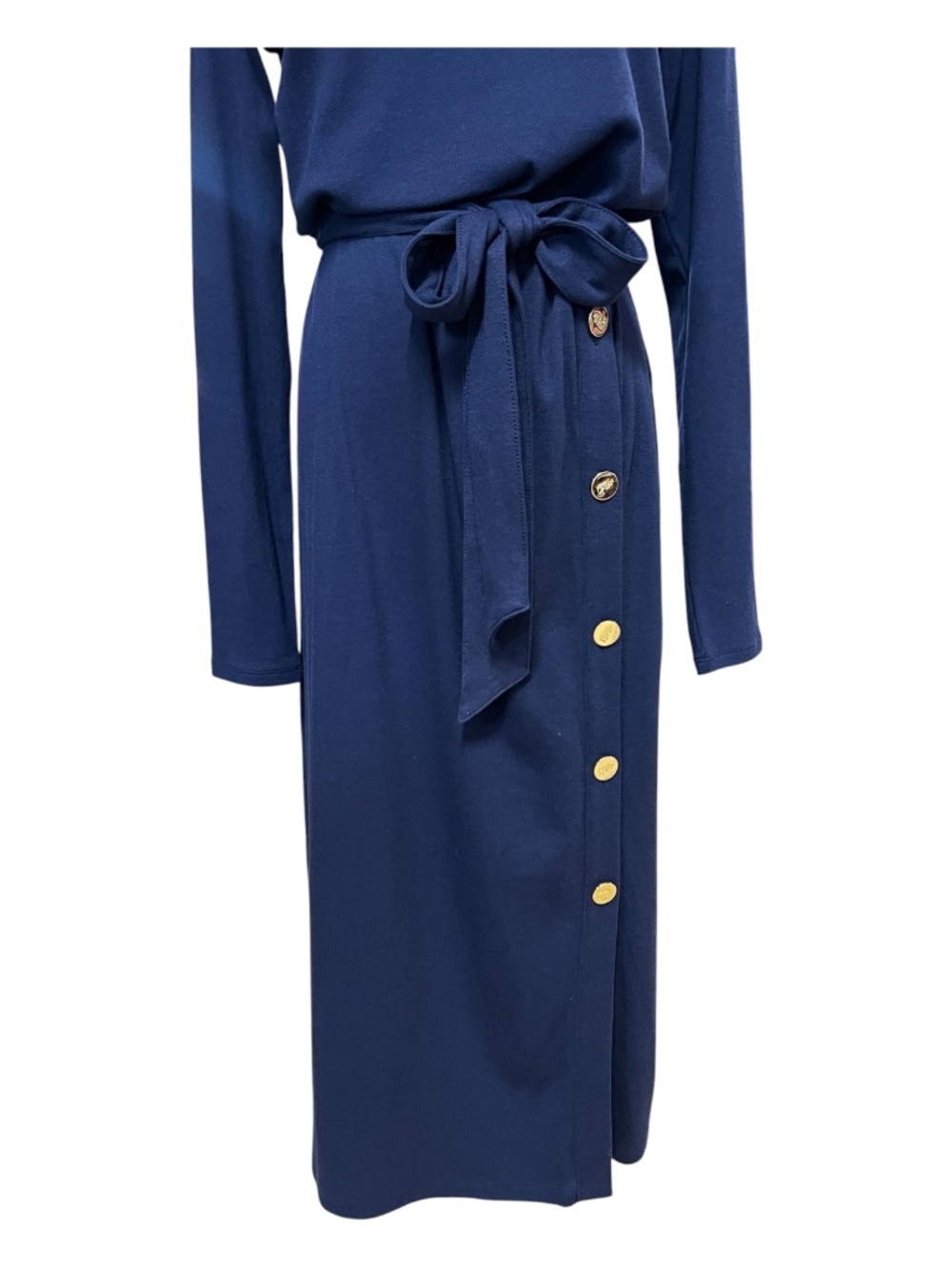 π NWT Ralph Lauren Navy Blue Belted Midi Dress | Size 14 - Picture 3 of 7